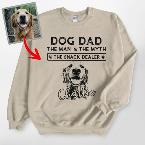 The Man The Myth Custom Dog Portrait Gildan Sweatshirt Gift for Dog Dads - Pawarts