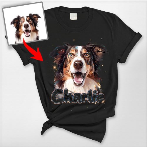 Pawarts | Galaxy Customized Pet Portrait Comfort Colors Unisex T-shirt [For Humans] - Pawarts