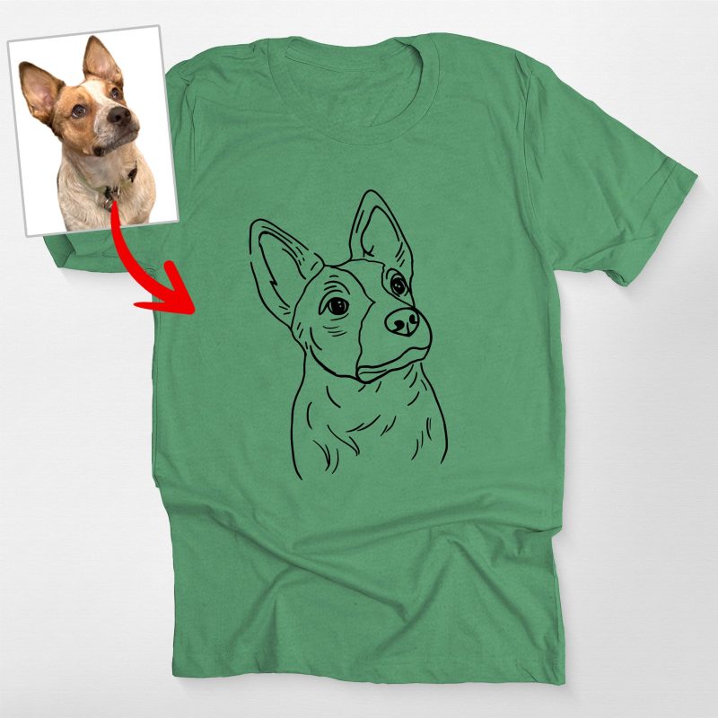 Pawarts | Cute Custom Outline Dog Portrait T-Shirt [For Dog Human] - Pawarts