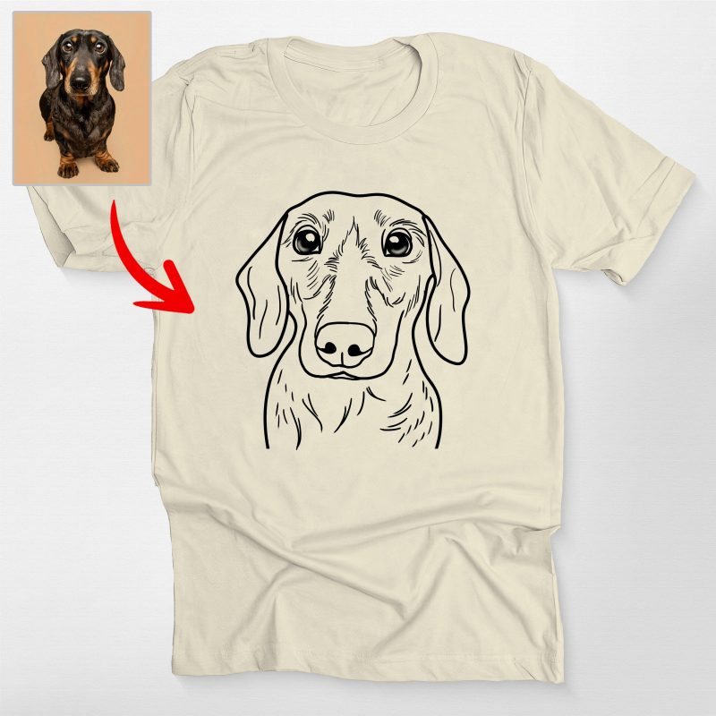 Pawarts | Cute Custom Outline Dog Portrait T-Shirt [For Dog Human] - Pawarts