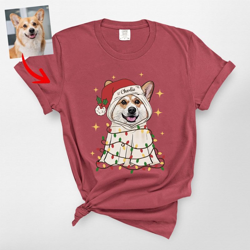 Custom Ghost Christmas Comfort Colors Tee, Festive Gifts for Dog Lovers - Pawarts