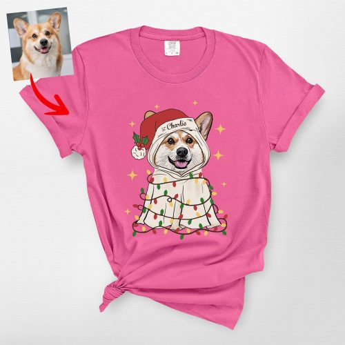 Custom Ghost Christmas Comfort Colors Tee, Festive Gifts for Dog Lovers - Pawarts