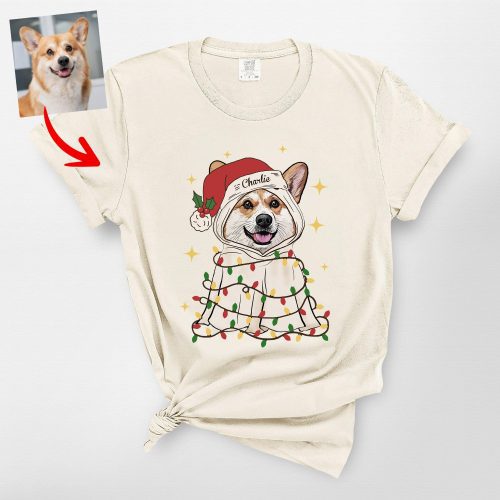 Custom Ghost Christmas Comfort Colors Tee, Festive Gifts for Dog Lovers - Pawarts