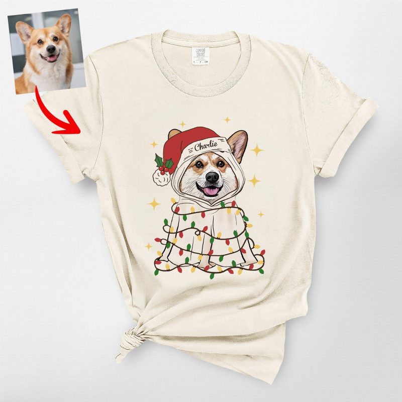 Custom Ghost Christmas Comfort Colors Tee, Festive Gifts for Dog Lovers - Pawarts