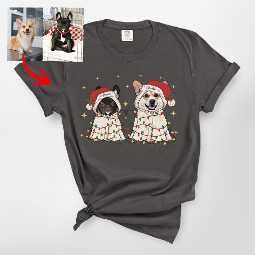 Custom Ghost Christmas Comfort Colors Tee, Festive Gifts for Dog Lovers - Pawarts