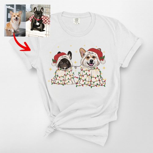 Custom Ghost Christmas Comfort Colors Tee, Festive Gifts for Dog Lovers - Pawarts