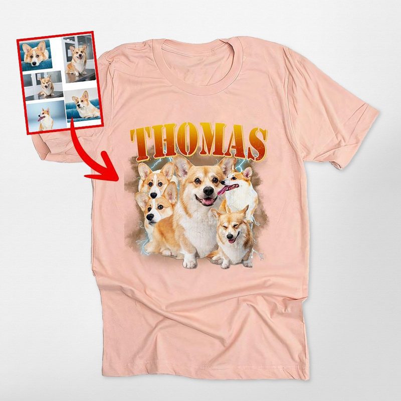 Pawarts | Retro Customized Dog Portrait Unisex T-shirt [For Humans] - Pawarts