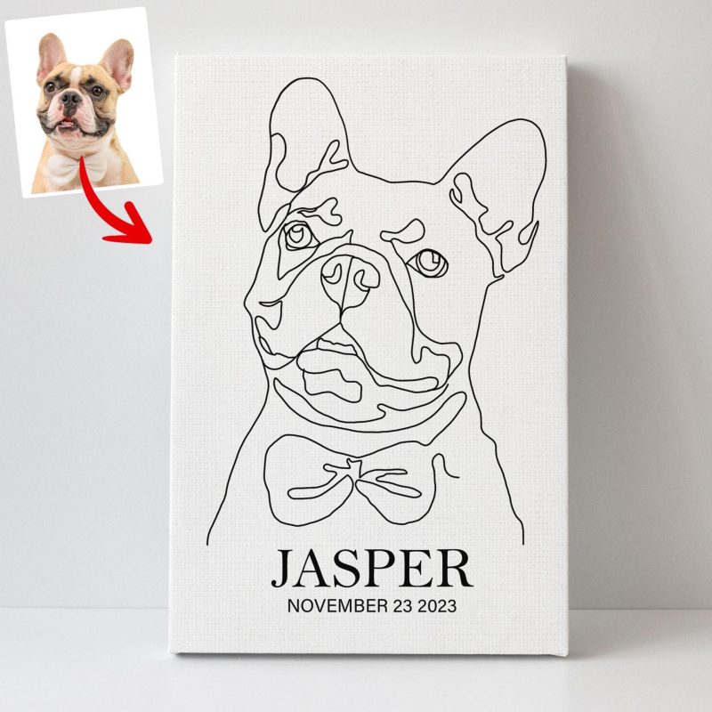 Pawarts | Custom Line Drawing Dog Portrait Canvas [Pawsome Gift For Dog Lovers] - Pawarts