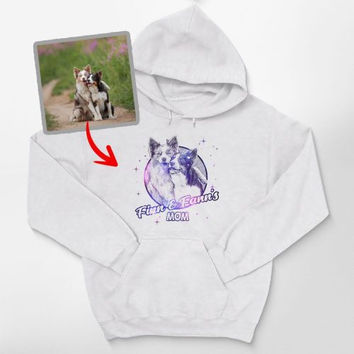 Custom Dog Sketch Gildan Hoodie, Galaxy or Watercolor Effects, Gift for Dog Lovers - Pawarts