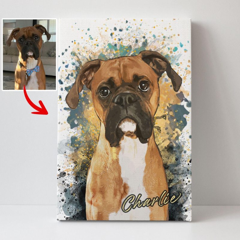 Pawarts | Watercolor Splash Customized Dog Canvas - Pawarts