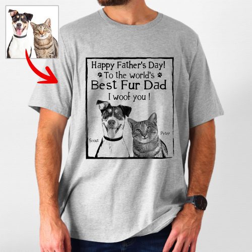 Pawarts - [Happy Father's Day!] Customized Dog Portrait T-shirt For Dog Dad - Pawarts