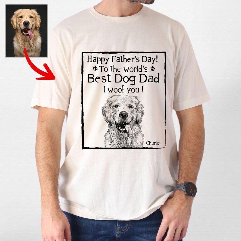 Pawarts - [Happy Father's Day!] Customized Dog Portrait T-shirt For Dog Dad - Pawarts