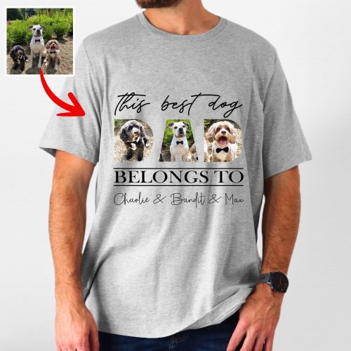 Pawarts | [This Dad Belongs To Pet] Customized Dog Portrait T-shirt For Dog Dad - Pawarts