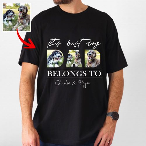 Pawarts | [This Dad Belongs To Pet] Customized Dog Portrait T-shirt For Dog Dad - Pawarts