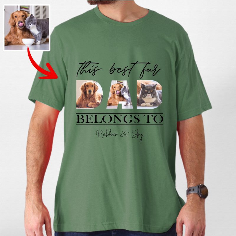 Pawarts | [This Dad Belongs To Pet] Customized Dog Portrait T-shirt For Dog Dad - Pawarts