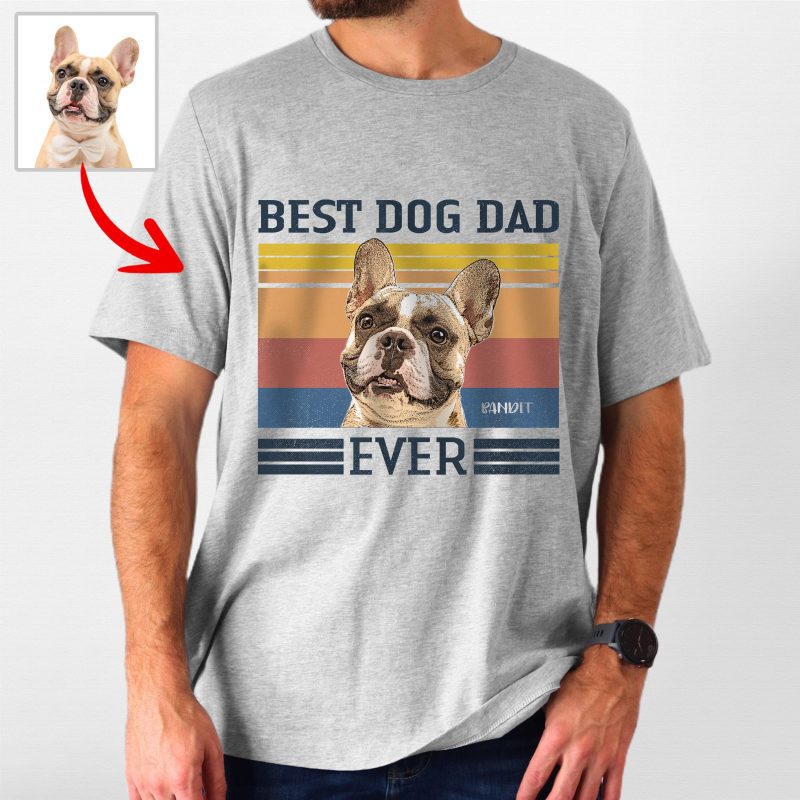 Custom Dog Vintage Style T-Shirt with Best Dog Dad Ever for Dog Papas - Pawarts