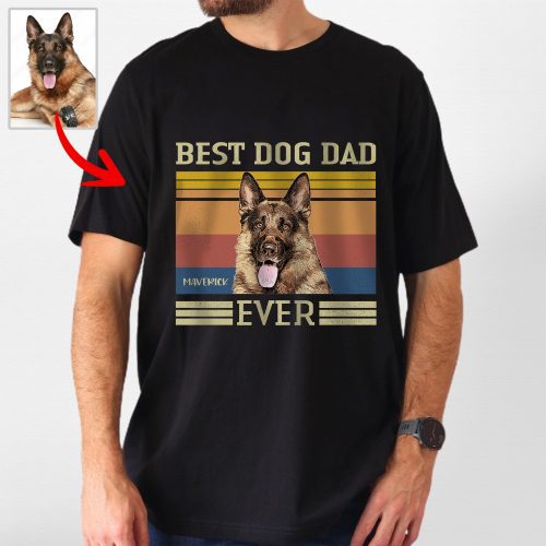 Custom Dog Vintage Style T-Shirt with Best Dog Dad Ever for Dog Papas - Pawarts