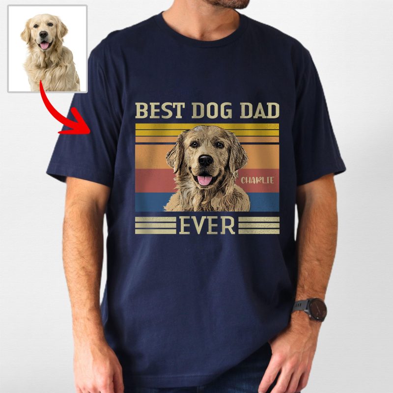 Custom Dog Vintage Style T-Shirt with Best Dog Dad Ever for Dog Papas - Pawarts