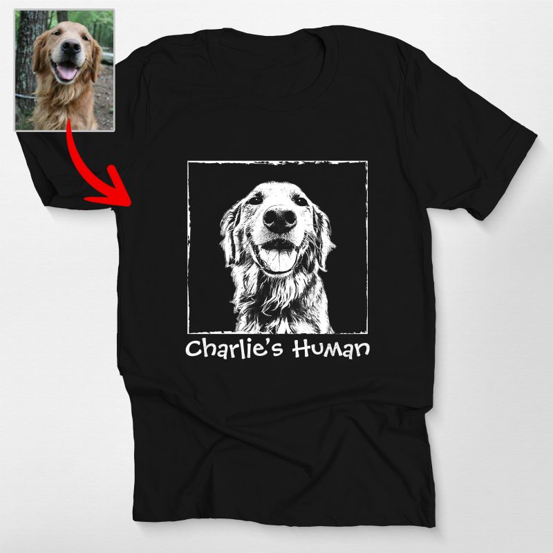 Custom Dog Portrait Sketch Style Crewneck Tee for Dog Lovers - Pawarts