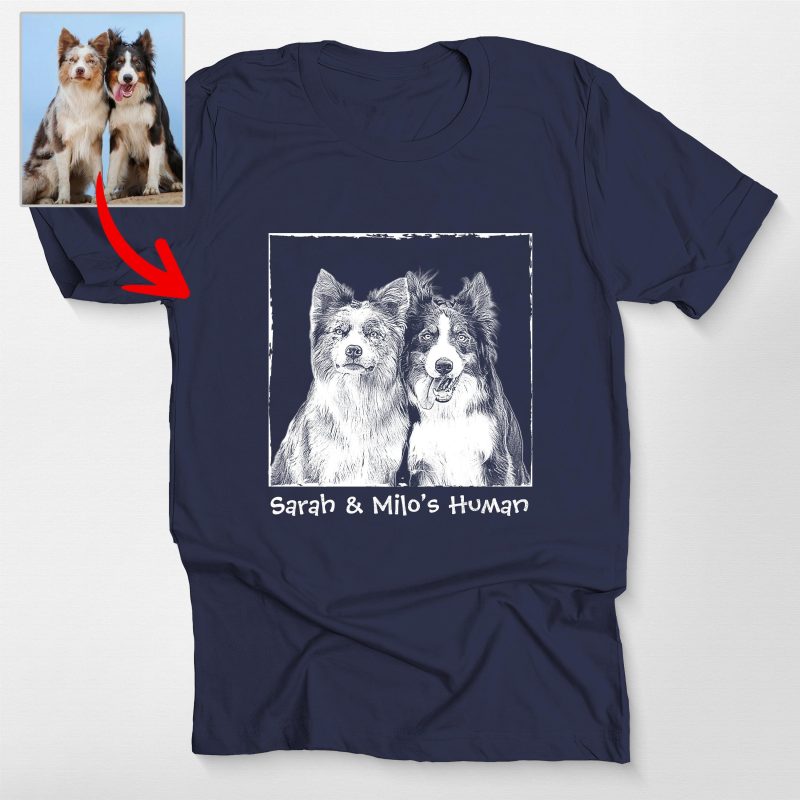 Custom Dog Portrait Sketch Style Crewneck Tee for Dog Lovers - Pawarts