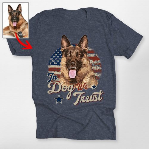 Pawarts | In Dog We Trust Custom Dog Portrait Unisex T-shirt [For Independence Day] - Pawarts