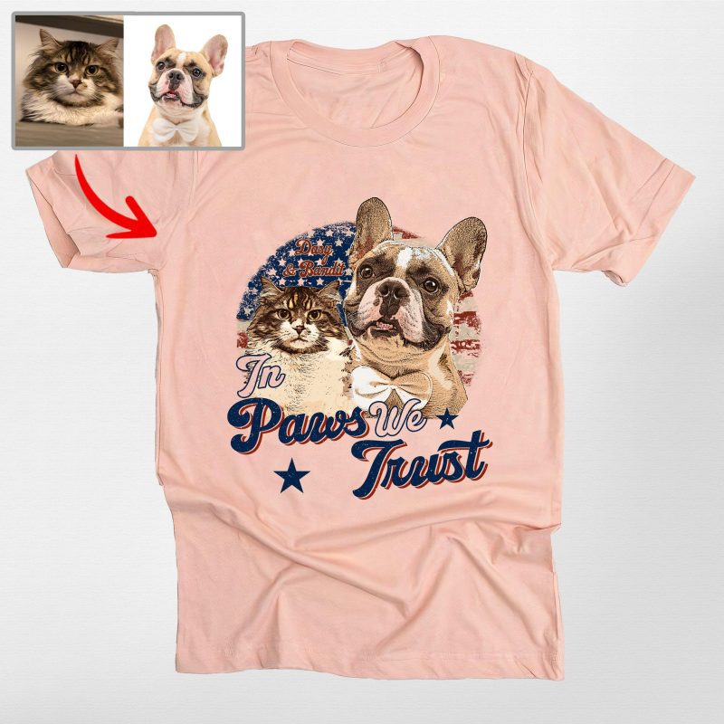 Pawarts | In Dog We Trust Custom Dog Portrait Unisex T-shirt [For Independence Day] - Pawarts