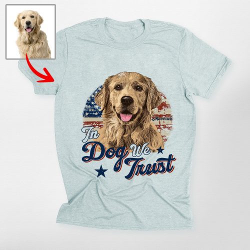 Pawarts | In Dog We Trust Custom Dog Portrait Unisex T-shirt [For Independence Day] - Pawarts