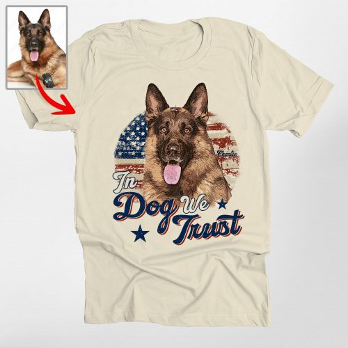 Pawarts | In Dog We Trust Custom Dog Portrait Unisex T-shirt [For Independence Day] - Pawarts