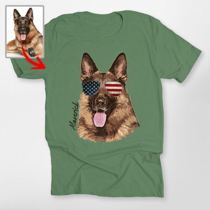 Custom 4th of July Dog Shirt with US Flag and Your Dog's Name for Dog Lovers - Pawarts