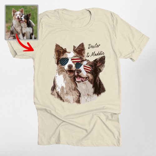 Custom 4th of July Dog Shirt with US Flag and Your Dog's Name for Dog Lovers - Pawarts