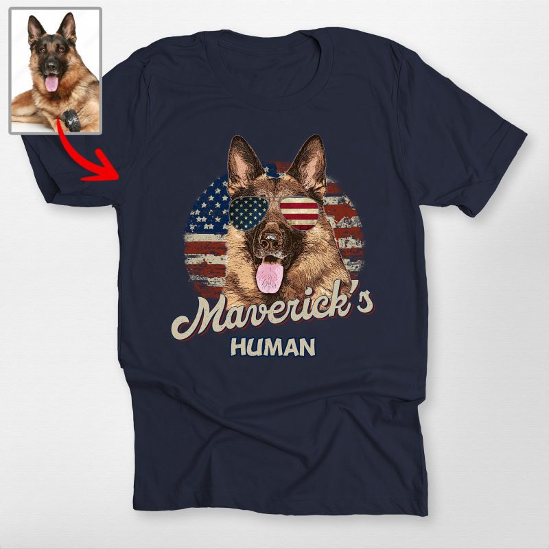 Pawarts | Fourth Of July Custom Dog Portrait Unisex T-shirt For Dog Lovers - Pawarts