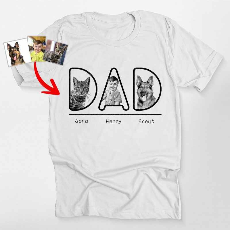 Custom Dog Dad T-Shirt Photos and Best Dad Ever Text for Dog Dads - Pawarts