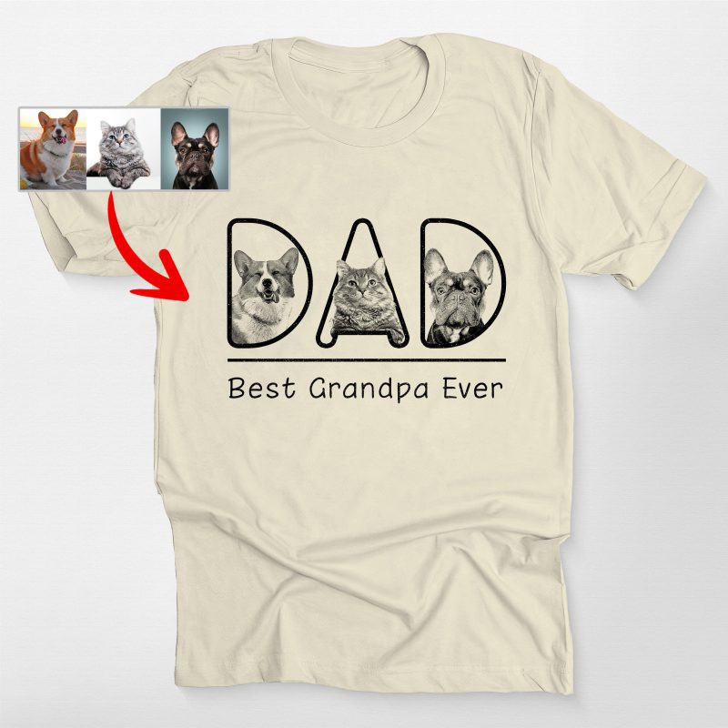 Custom Dog Dad T-Shirt Photos and Best Dad Ever Text for Dog Dads - Pawarts