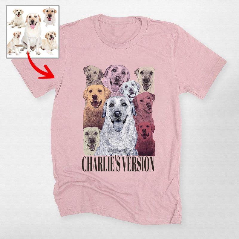 Custom Dog Era Portrait Shirt - Multiple Dog Photos, Bella Canvas - Pawarts