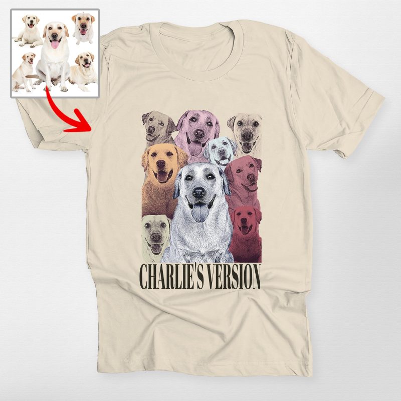 Custom Dog Era Portrait Shirt - Multiple Dog Photos, Bella Canvas - Pawarts