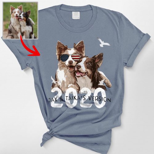 Vintage Custom Dog Portrait Retro Style Comfort Colors Tee For Dog Lovers - Pawarts