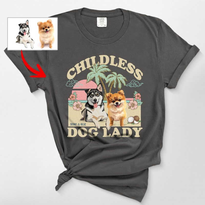 Pawarts | (Childless Dog Lady) Summer Vibes Custom Dog Comfort Colors T-Shirt For Dog Mom - Pawarts