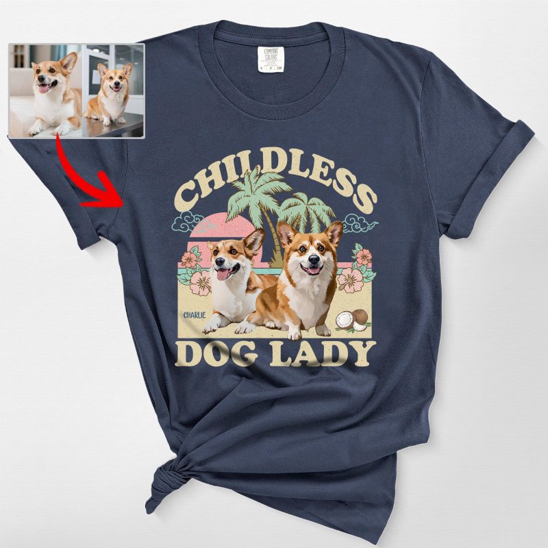 Pawarts | (Childless Dog Lady) Summer Vibes Custom Dog Comfort Colors T-Shirt For Dog Mom - Pawarts