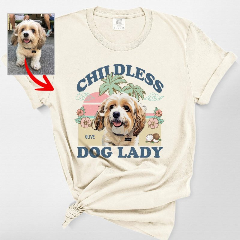 Pawarts | (Childless Dog Lady) Summer Vibes Custom Dog Comfort Colors T-Shirt For Dog Mom - Pawarts