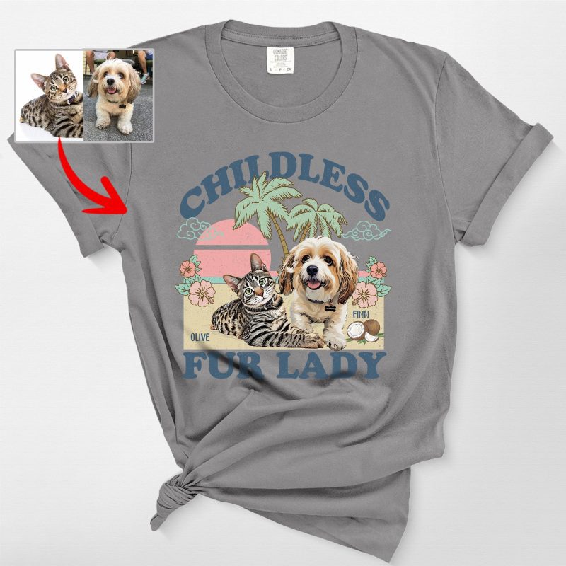 Pawarts | (Childless Dog Lady) Summer Vibes Custom Dog Comfort Colors T-Shirt For Dog Mom - Pawarts