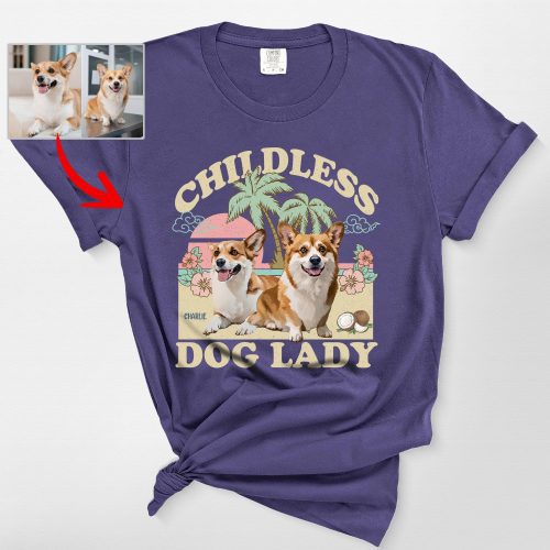 Pawarts | (Childless Dog Lady) Summer Vibes Custom Dog Comfort Colors T-Shirt For Dog Mom - Pawarts