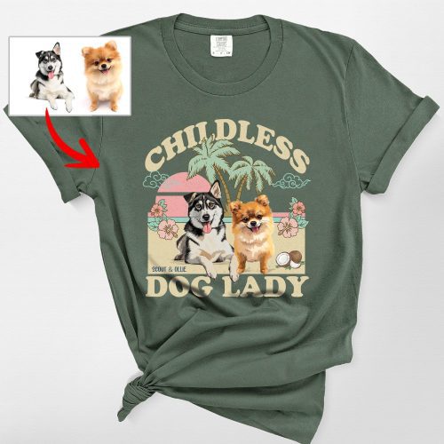 Pawarts | (Childless Dog Lady) Summer Vibes Custom Dog Comfort Colors T-Shirt For Dog Mom - Pawarts