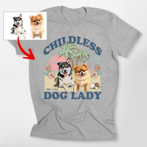 Pawarts | (Childless Dog Lady) Summer Vibes Custom Dog T-Shirt For Dog Mom - Pawarts