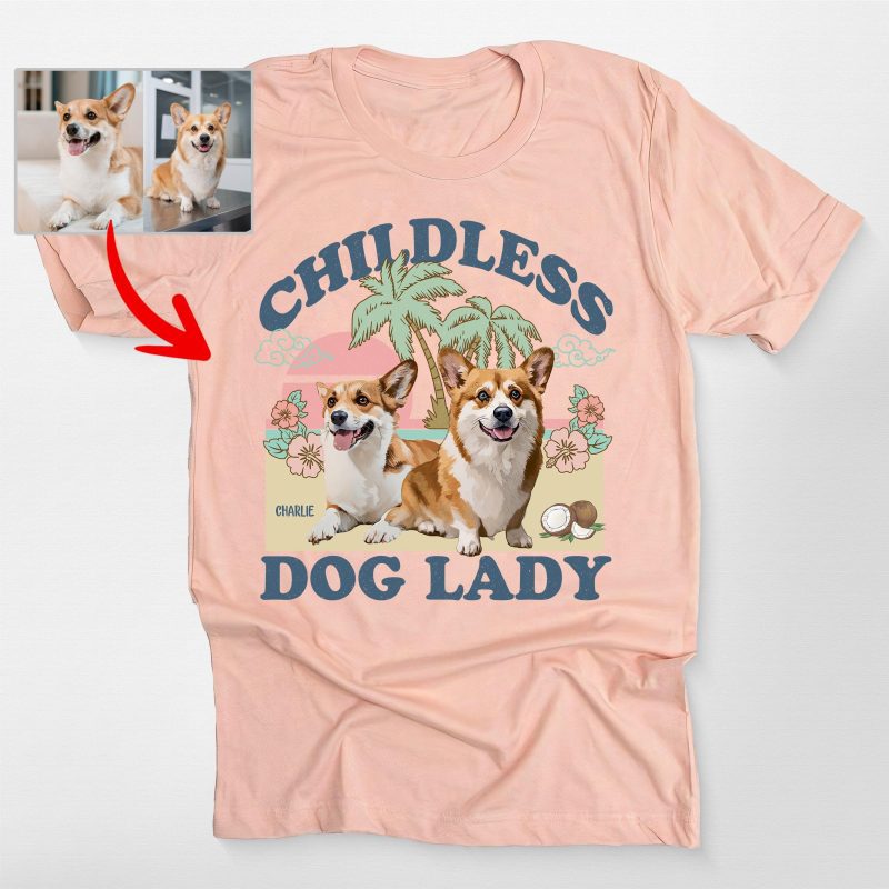 Pawarts | (Childless Dog Lady) Summer Vibes Custom Dog T-Shirt For Dog Mom - Pawarts