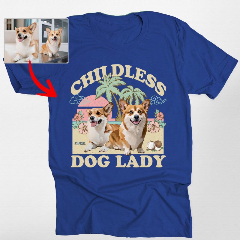 Pawarts | (Childless Dog Lady) Summer Vibes Custom Dog T-Shirt For Dog Mom - Pawarts