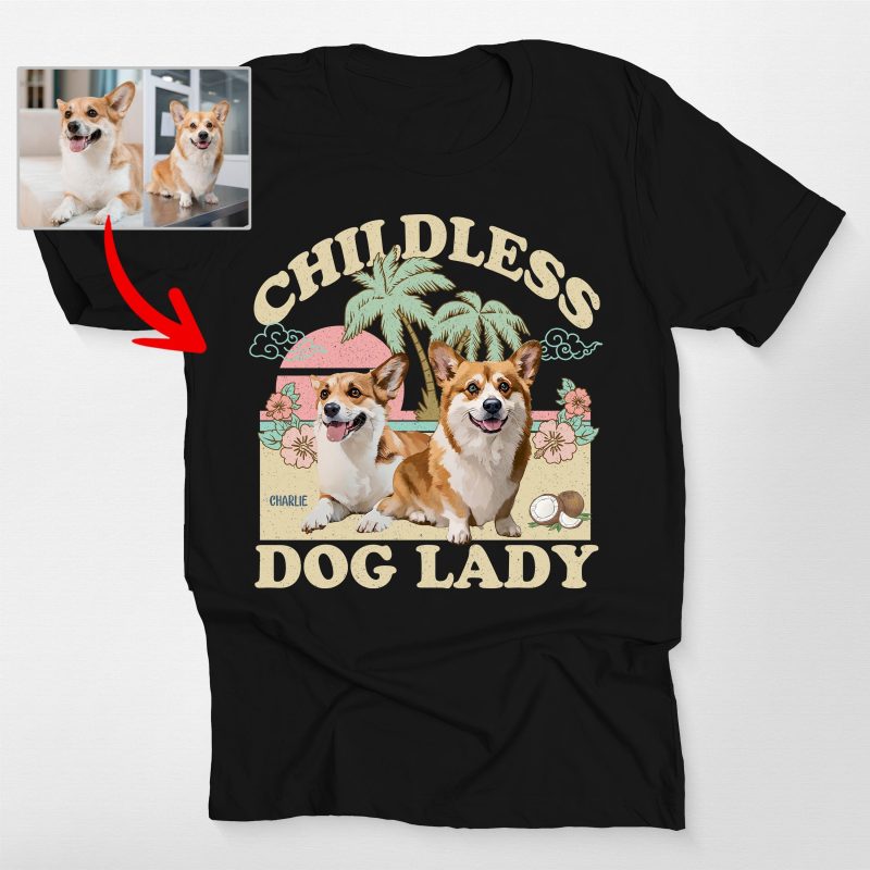 Pawarts | (Childless Dog Lady) Summer Vibes Custom Dog T-Shirt For Dog Mom - Pawarts