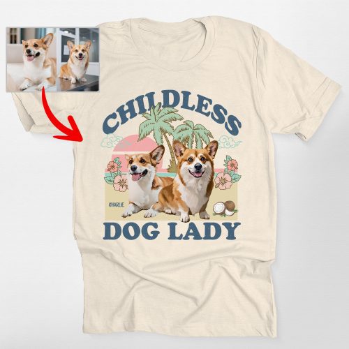 Pawarts | (Childless Dog Lady) Summer Vibes Custom Dog T-Shirt For Dog Mom - Pawarts