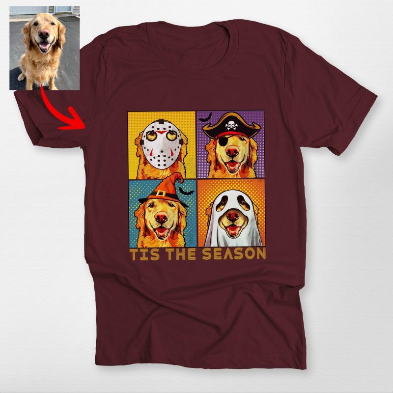 Pawarts | Vibrant Customized Halloween Dog Portrait Unisex T-Shirt For Dog Lovers - Pawarts