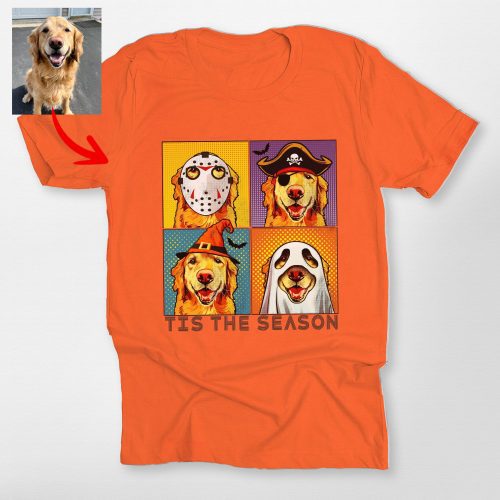 Pawarts | Vibrant Customized Halloween Dog Portrait Unisex T-Shirt For Dog Lovers - Pawarts