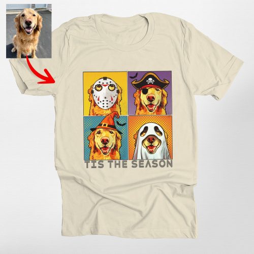 Pawarts | Vibrant Customized Halloween Dog Portrait Unisex T-Shirt For Dog Lovers - Pawarts